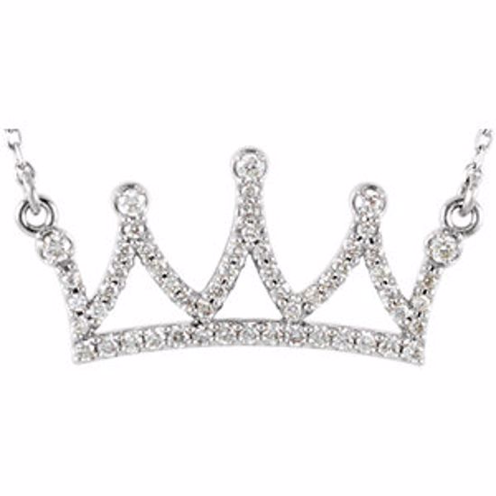 85844:60001:P 14kt White 1/5 CTW Diamond Petite Crown 16.45" Necklace