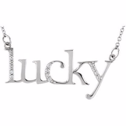 85829:60001:P 14kt White .08 CTW Diamond "Lucky" 16.4" Necklace