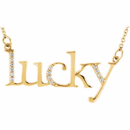 85829:60002:P 14kt Yellow .08 CTW Diamond "Lucky" 16.4" Necklace