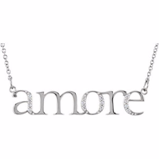 85827:60001:P 14kt White .08 CTW Diamond "Amore'" 16.3" Necklace