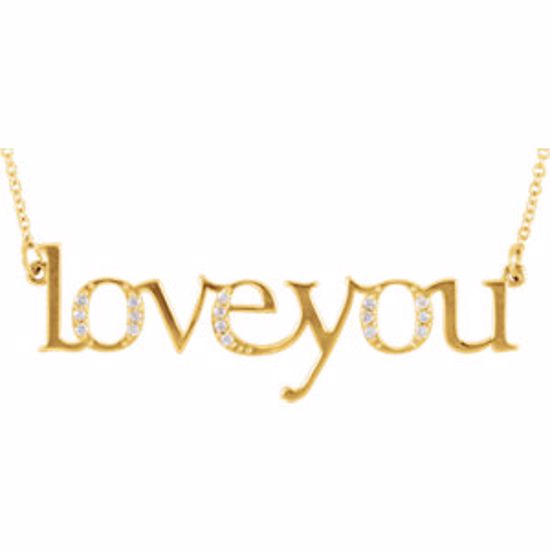 85828:60001:P 14kt Yellow .08 CTW Diamond "Love You" 18" Necklace