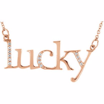 85829:60000:P 14kt Rose .08 CTW Diamond "Lucky" 16.4" Necklace