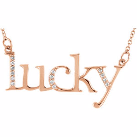 85829:60000:P 14kt Rose .08 CTW Diamond "Lucky" 16.4" Necklace