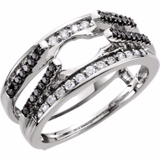 651359:104:P 14kt White 1/2 CTW Black & White Diamond Ring Guard