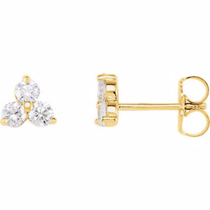 62481:60006:P 14kt Yellow 1/3 CTW Diamond  Three-Stone Earrings With Backs