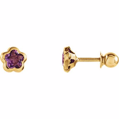 651367:101:P 14kt Yellow February CZ Birthstone Earrings with Screw Backs