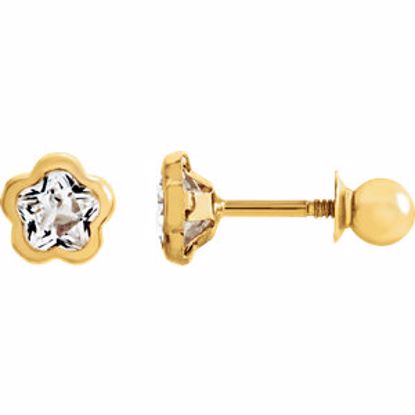 651367:103:P 14kt Yellow April CZ Birthstone Earrings with Screw Backs