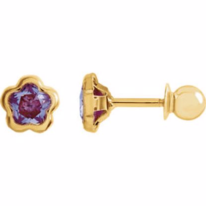 651367:105:P 14kt Yellow June CZ Birthstone Earrings with Screw Backs