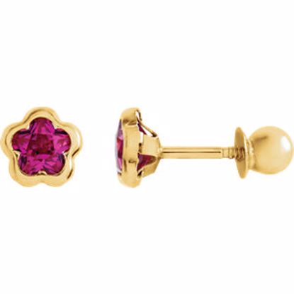 651367:106:P 14kt Yellow July CZ Birthstone Earrings with Screw Backs