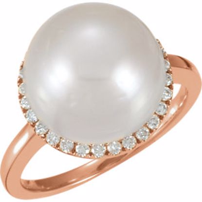 650849:60000:P 14kt Rose 12mm South Sea Cultured Pearl & 1/3 CTW Diamond Ring