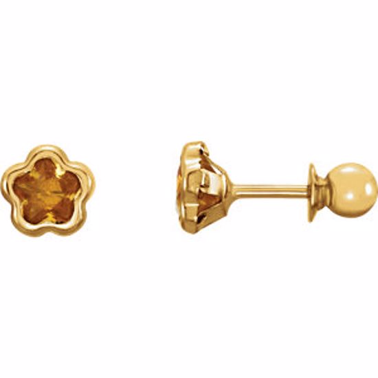 651367:110:P 14kt Yellow November CZ Birthstone Earrings with Screw Backs