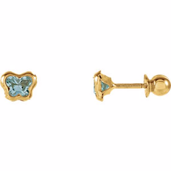 651369:102:P 14kt Yellow March CZ Birthstone Earrings with Screw Backs