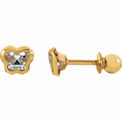 651369:103:P 14kt Yellow April CZ Birthstone Earrings with Screw Backs