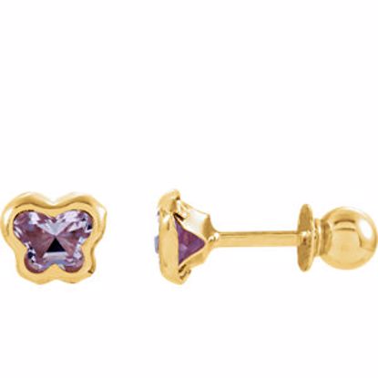 651369:105:P 14kt Yellow June CZ Birthstone Earrings with Screw Backs