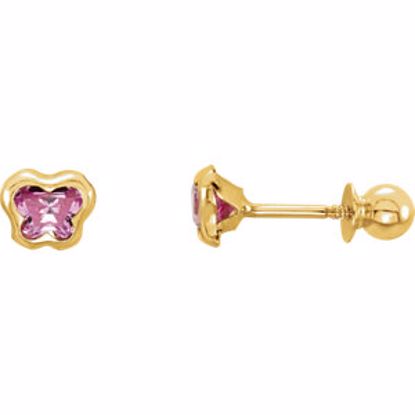 651369:109:P 14kt Yellow October CZ Birthstone Earrings with Screw Backs