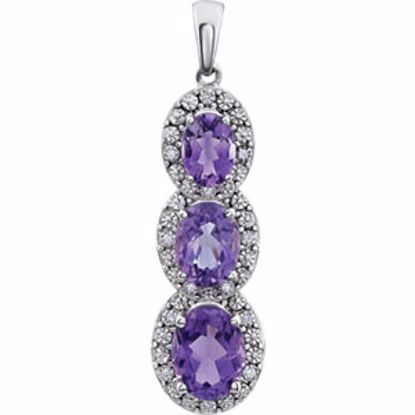 651372:70000:P 14kt White Amethyst & .04 CTW Diamond 3-Stone Pendant