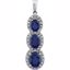 651372:70002:P 14kt White Created Blue Sapphire & .04 CTW Diamond 3-Stone Pendant