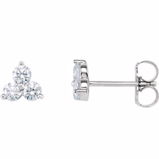 62481:60007:P 14kt White 1/3 CTW Diamond  Three-Stone Earrings With Backs