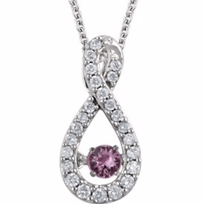 651375:70001:P 14kt White Pink Sapphire & 1/6 CTW Diamond 18" Mystara® Necklace