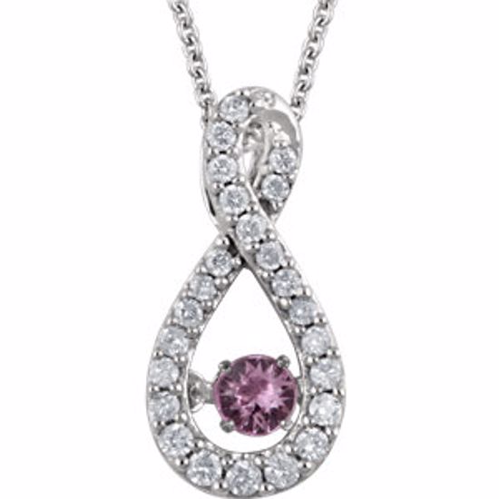 651375:70001:P 14kt White Pink Sapphire & 1/6 CTW Diamond 18" Mystara® Necklace