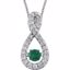 651375:70003:P 14kt White Emerald & 1/6 CTW Diamond 18" Mystara® Necklace