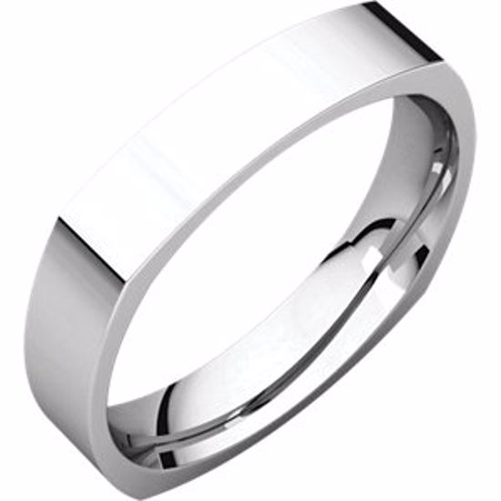SQR8:1330860:P Platinum 4mm Square Comfort Fit Band