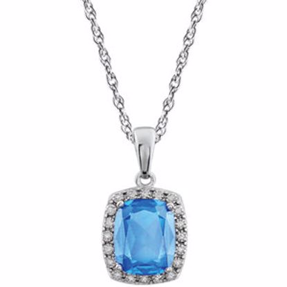 651427:70001:P 14kt White Swiss Blue Topaz & .05 CTW Diamond Necklace