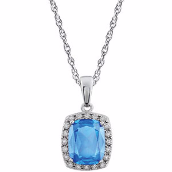 651427:70001:P 14kt White Swiss Blue Topaz & .05 CTW Diamond Necklace