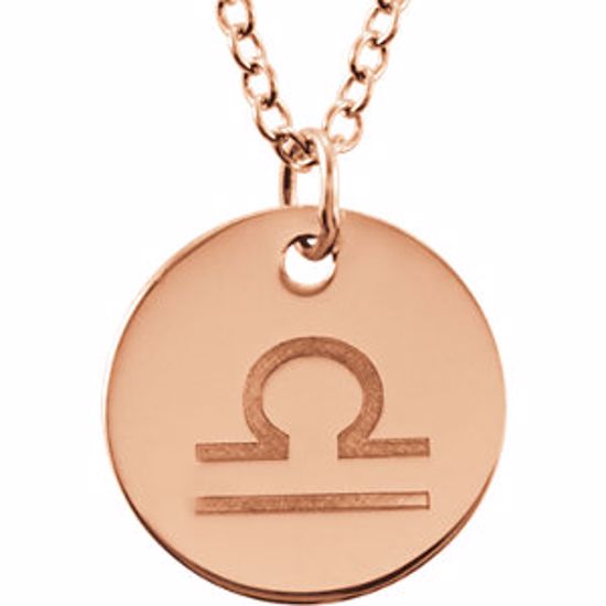 85856:1002:P 14kt Rose Libra Zodiac Necklace