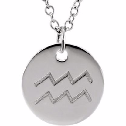 85856:1007:P 14kt White Aquarius Zodiac Necklace