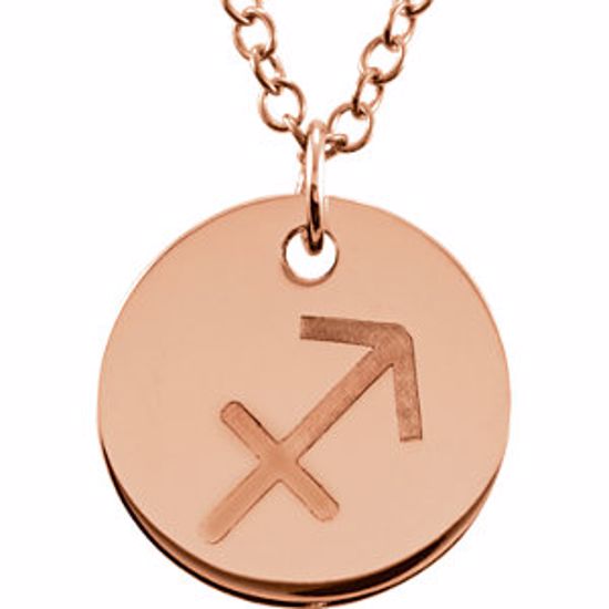 85856:1011:P 14kt Rose Sagittarius Zodiac Necklace