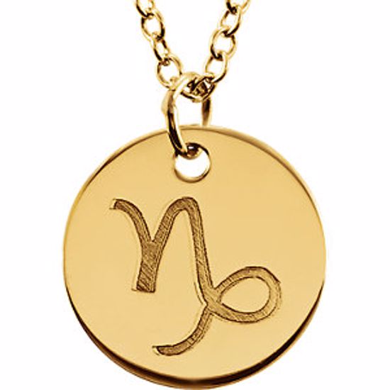 85856:1018:P 14kt Yellow Capricorn Zodiac Necklace