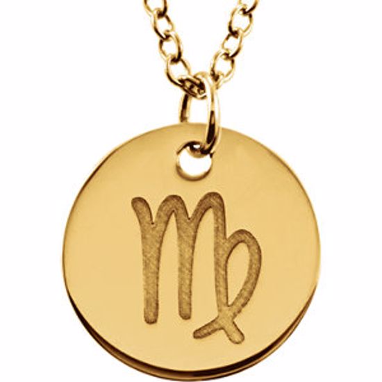 85856:1027:P 14kt Yellow Virgo Zodiac Necklace