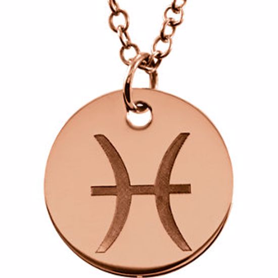 85856:1032:P 14kt Rose Pisces Zodiac Necklace