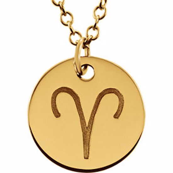 85856:1033:P 14kt Yellow Aries Zodiac Necklace