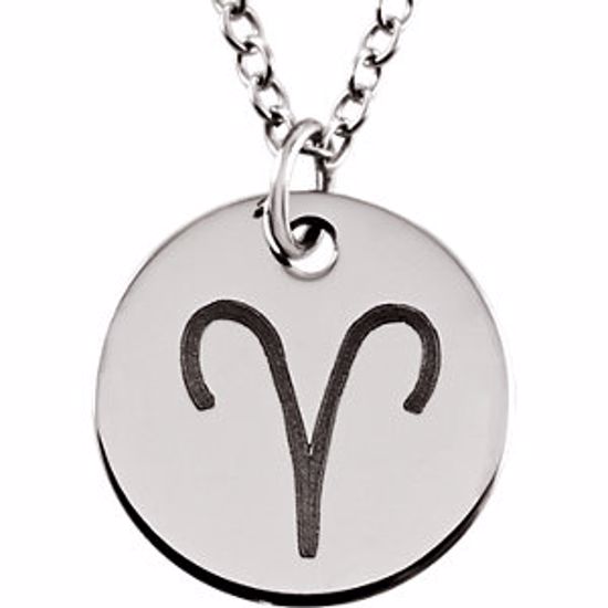 85856:1034:P 14kt White Aries Zodiac Necklace