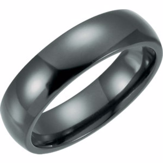 T805:6080:P Black Titanium 6mm Domed Polished Band Size 8
