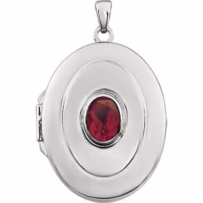 85858:1000:P Sterling Silver Garnet "January" Birthstone Locket