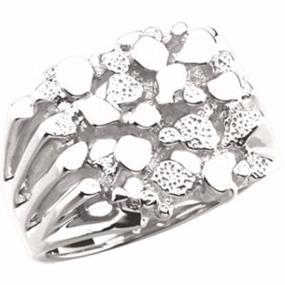 9168:89699:P Sterling Silver Men's Nugget Ring