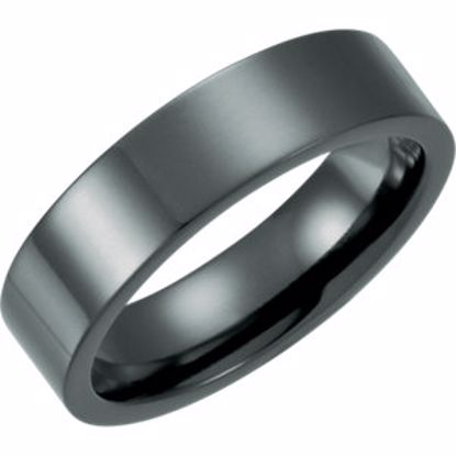 T812:6065:P Black Titanium 6mm Flat Polished Band Size 6.5