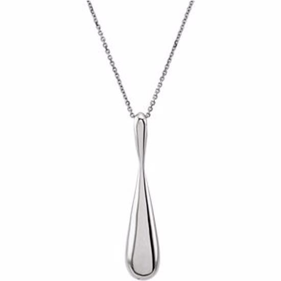 85666:106:P 14kt White 40.3x8.3mm Teardrop-Shaped 18" Necklace