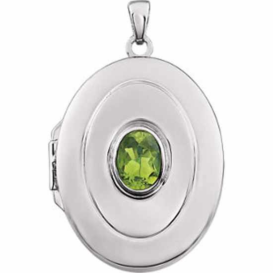 85858:1007:P Sterling Silver Peridot "August" Birthstone Locket