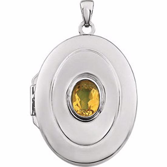 85858:1010:P Sterling Silver Citrine "November" Birthstone Locket