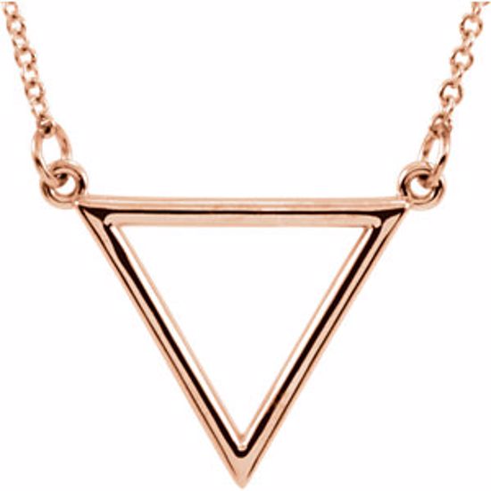 85872:102:P 14kt Rose 15.4x19mm Triangle 16" Necklace