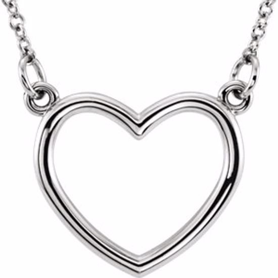 85874:104:P 14kt White 13x13.75mm Heart 16" Necklace 