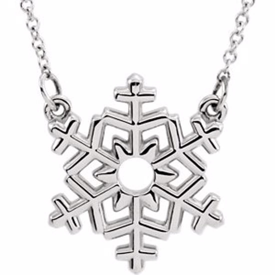 85876:101:P 14kt White Snowflake 16" Necklace