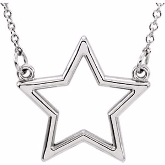 85877:101:P 14kt White Star 16" Necklace 