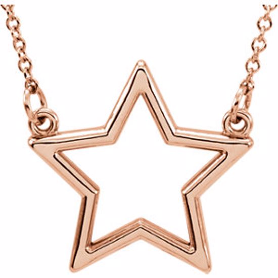 85877:102:P 14kt Rose Star 16" Necklace 