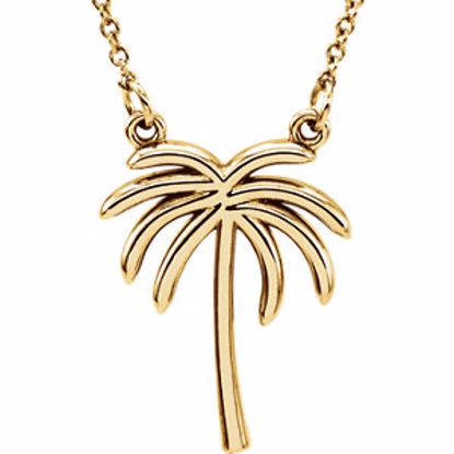 85879:100:P 14kt Yellow Palm Tree 16" Necklace