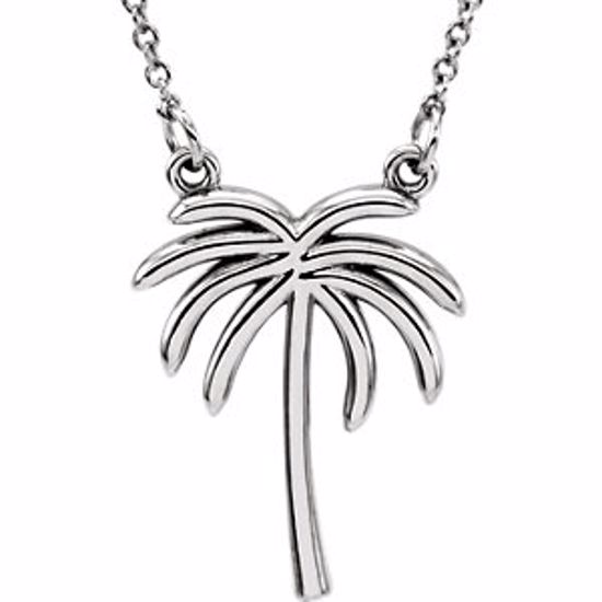 85879:101:P 14kt White Palm Tree 16" Necklace